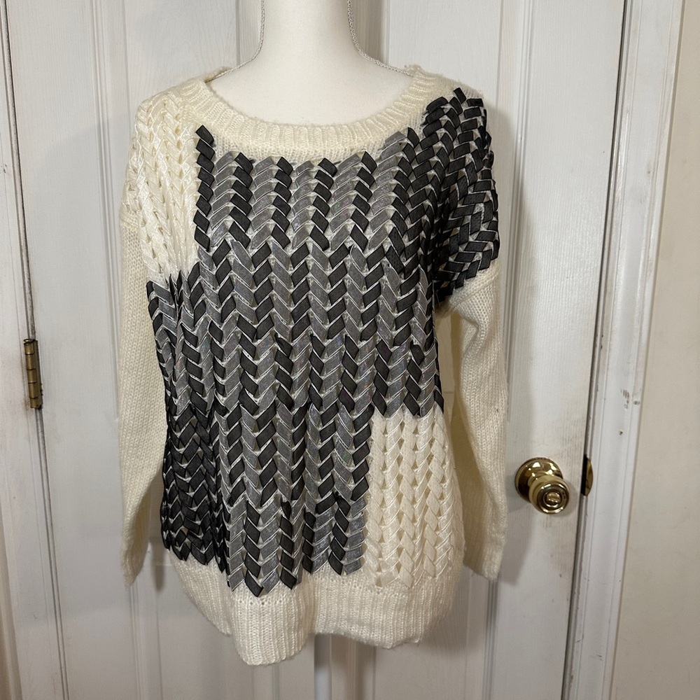 Anthropologie Moth Ribbon Woven pullover sweater.